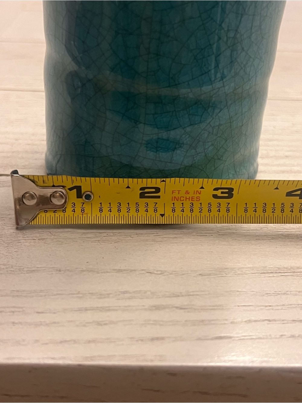 Teal Ceramic Decorative Vase With Ruffle Lip - Picture 7 of 7